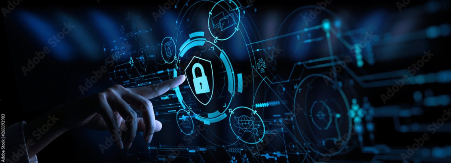 Cybersecurity shield protecting financial systems and data
